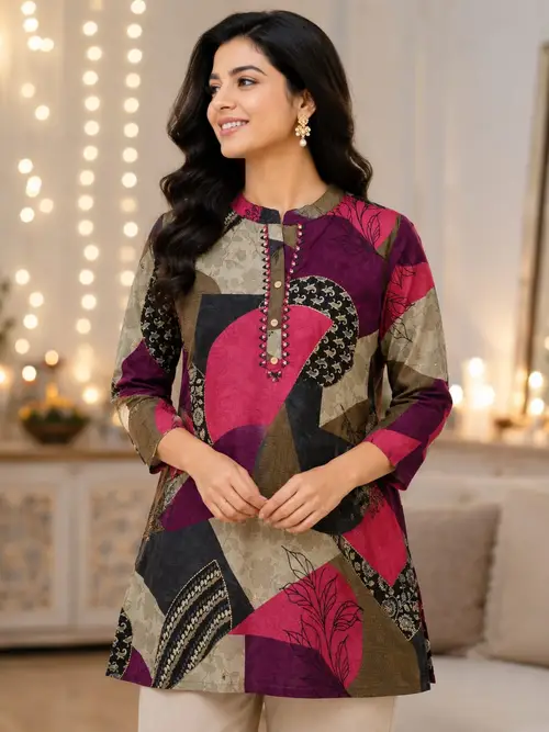 Multi-Color Abstract Print Tunic