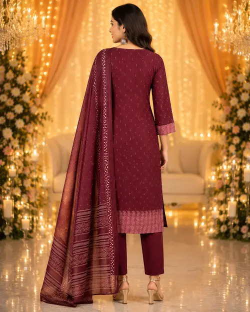 Maroon Geometric Print undefined Set